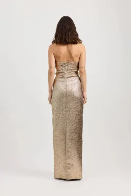 Tojha Tacoma Dress in Metallic Champagne; size 10 for rent on The Volte - image 3