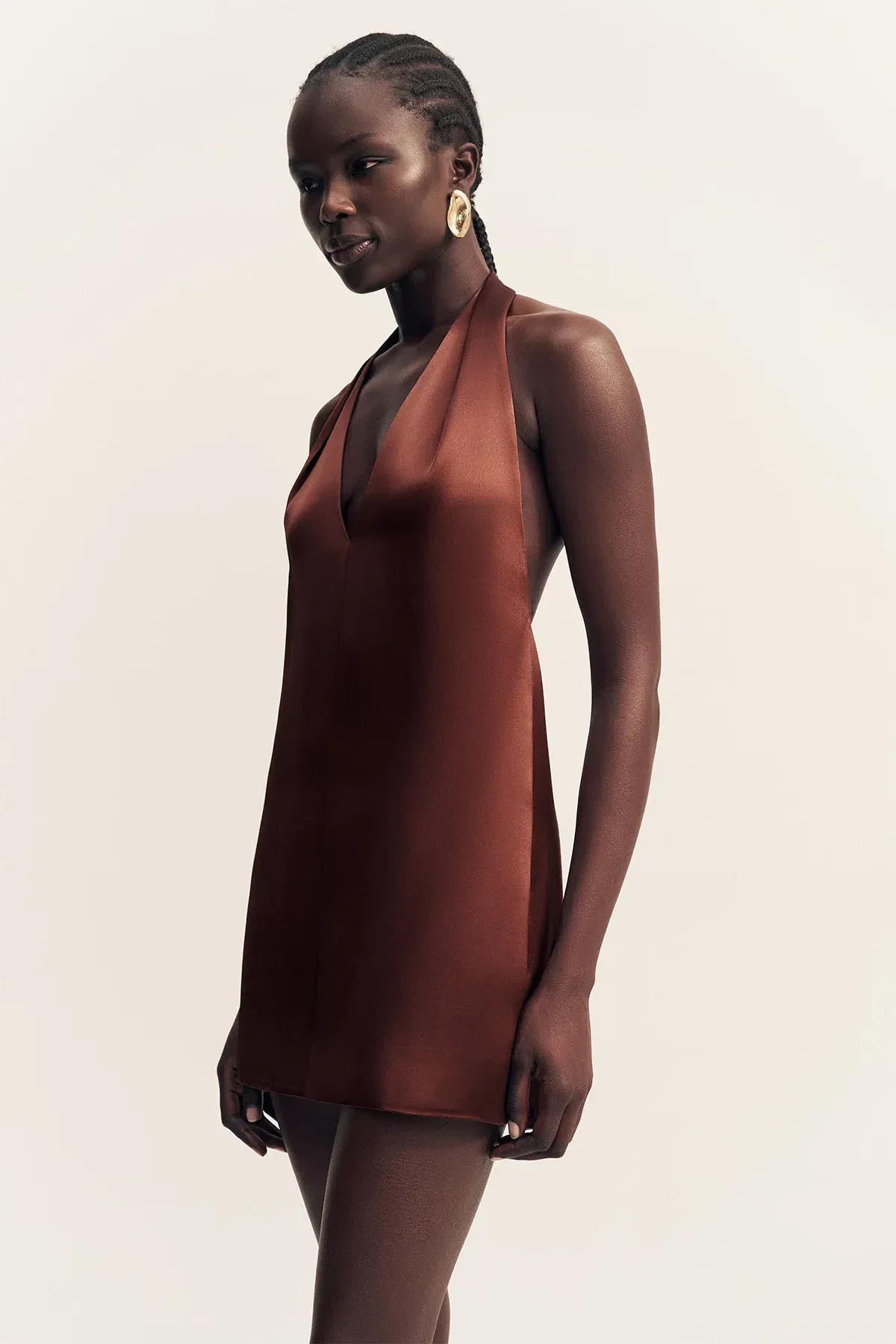 Savanna Halter Neck Mini Dress Coffee size 8  - Image 2