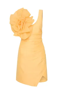 Aje Energy Mini Dress in Marigold Yellow - Size 10 for rent on The Volte - image 5