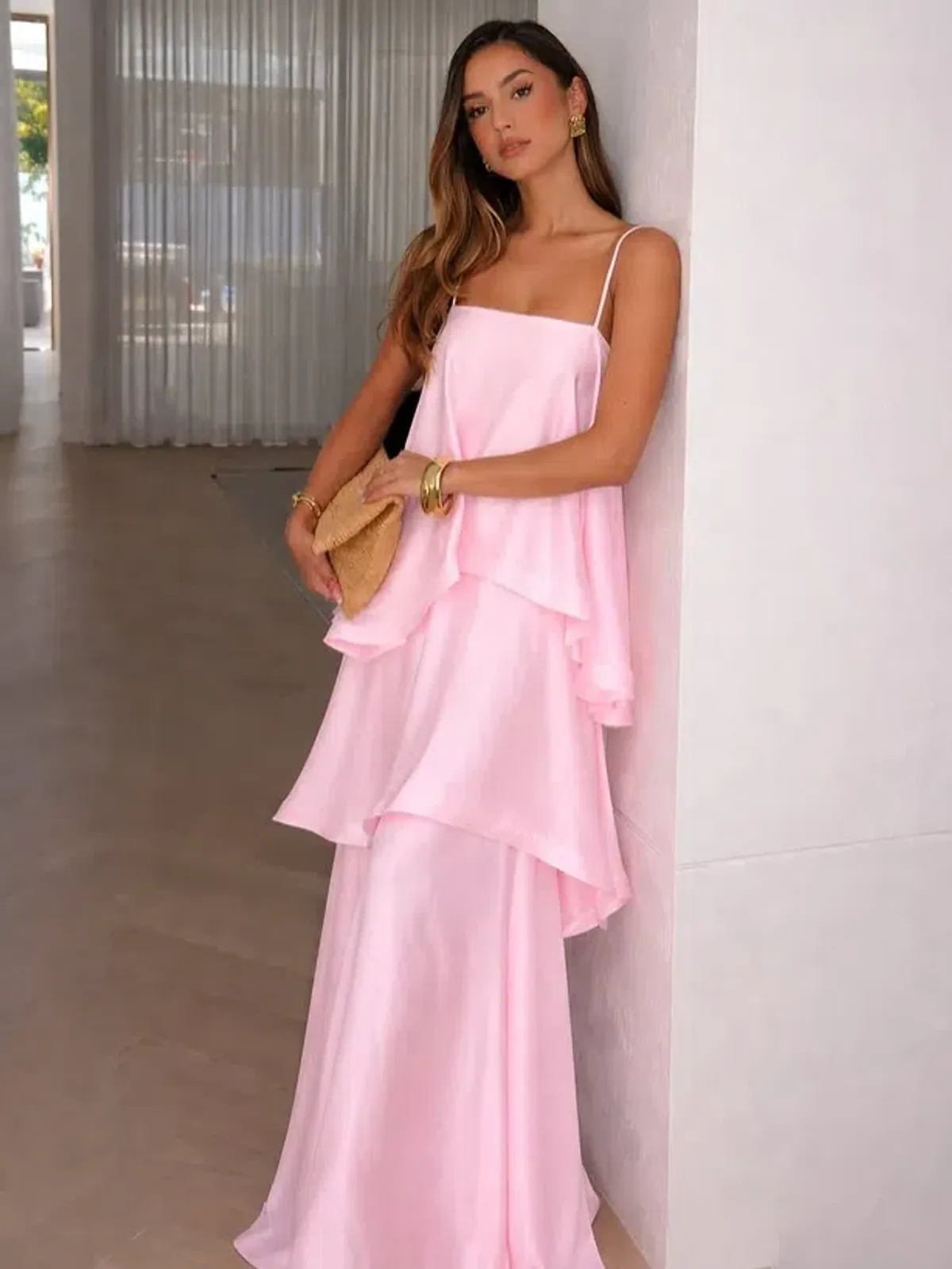 Elliatt Tilly Tiered Maxi Dress in Pale Pink 8 - Image 1