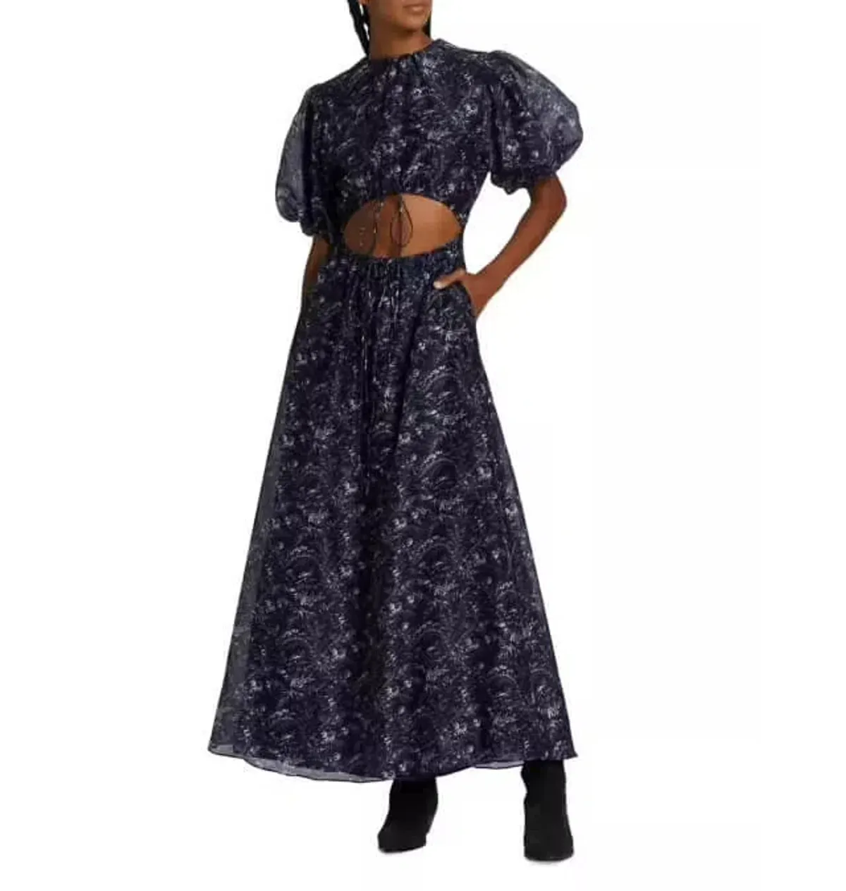 SIR Caprice Puff Sleeve Midi Dress Navy Size 2 / 10 - Image 2