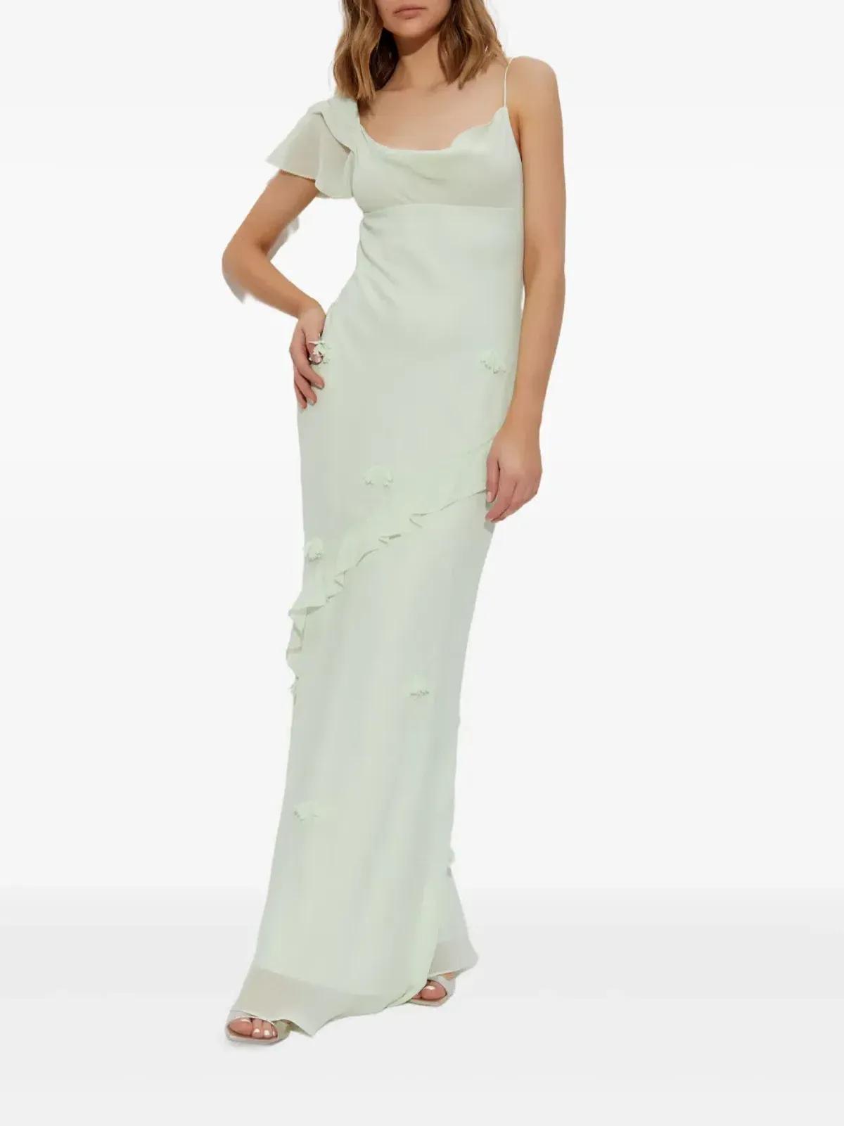 Self-Portrait Georgette Flower Maxi Dress Mint Green Size 10 - Image 1