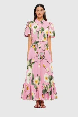 Leo Lin Becca Short Sleeve Midi Dress - Camelia Print for rent on The Volte - image 2