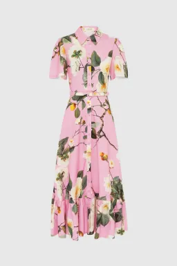 Leo Lin Becca Short Sleeve Midi Dress - Camelia Print for rent on The Volte - image 3