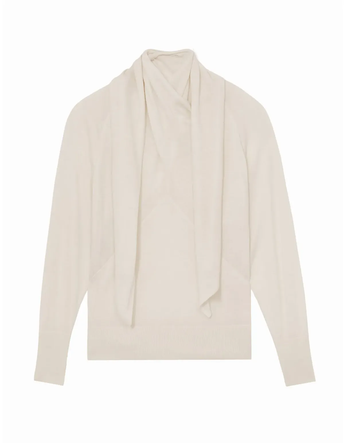 Reiss Alexis Tie Long Sleeve Top Cream Size 8 - Image 4