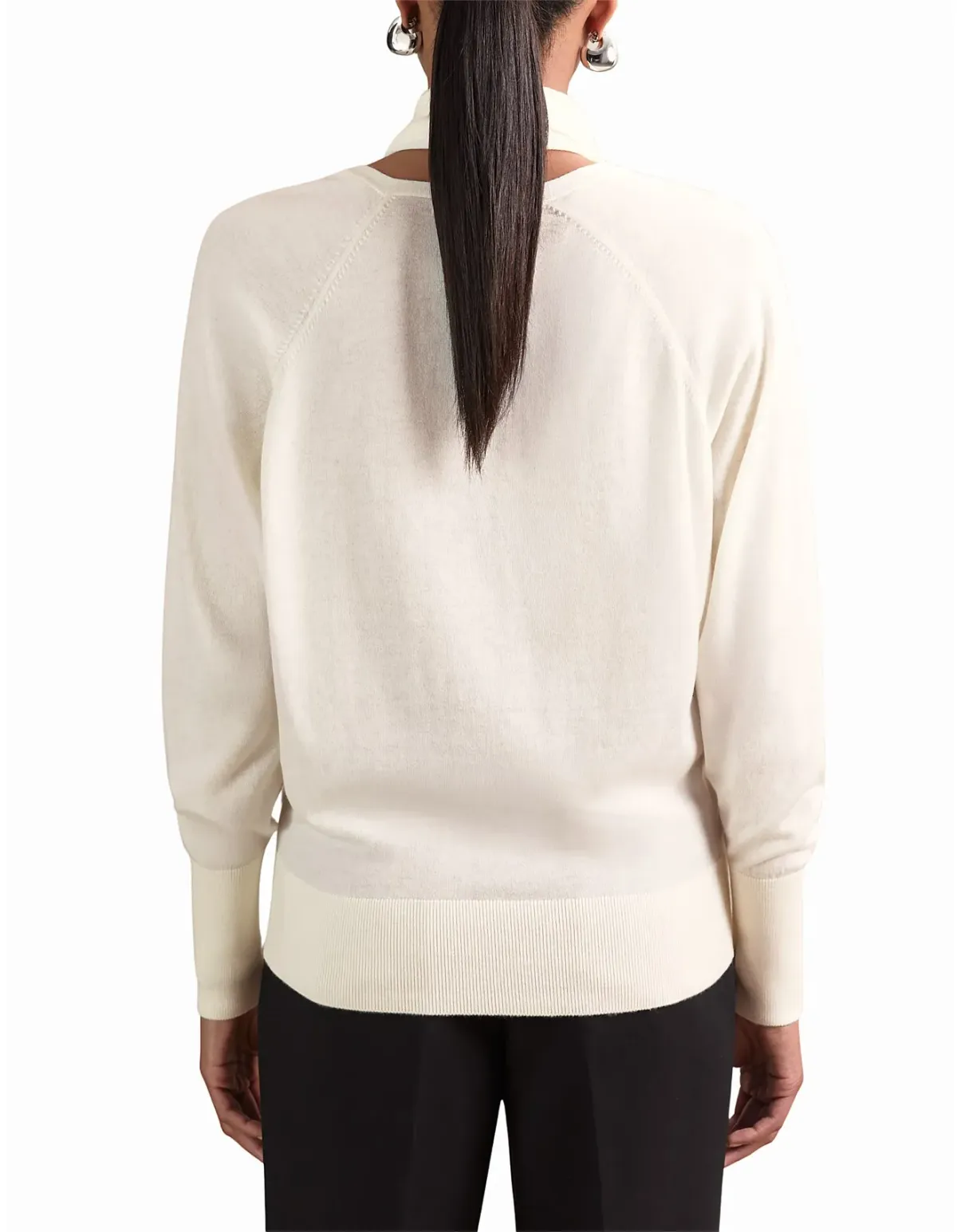 Reiss Alexis Tie Long Sleeve Top Cream Size 8 - Image 2