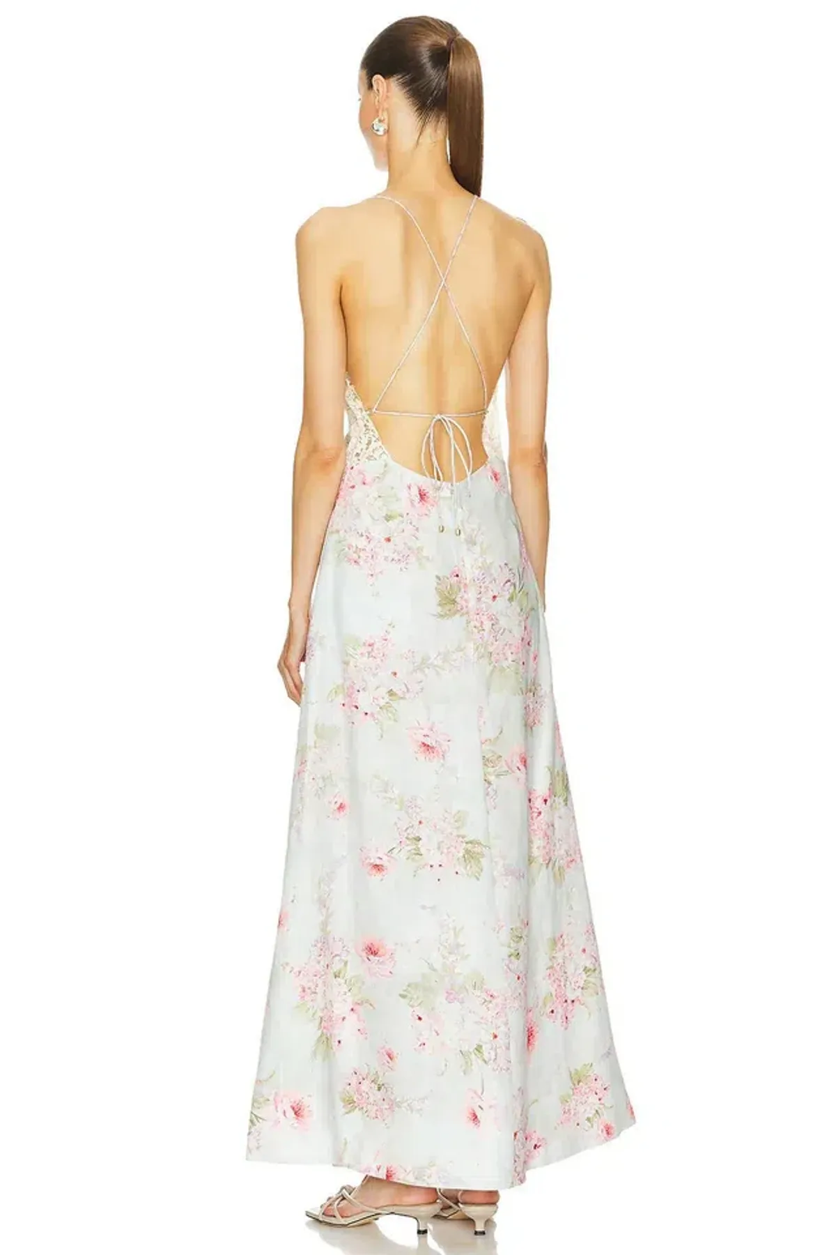 ZIMMERMANN HALLIDAY A-LINE MAXI DRESS IN BLUE WATERCOLOUR FLORAL - Image 3