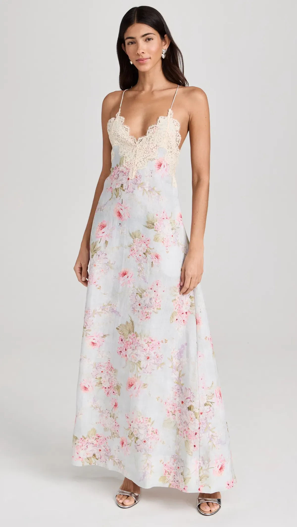 ZIMMERMANN HALLIDAY A-LINE MAXI DRESS IN BLUE WATERCOLOUR FLORAL - Image 1
