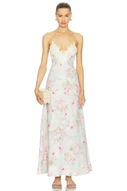 ZIMMERMANN HALLIDAY A-LINE MAXI DRESS IN BLUE WATERCOLOUR FLORAL for rent on The Volte - image 2