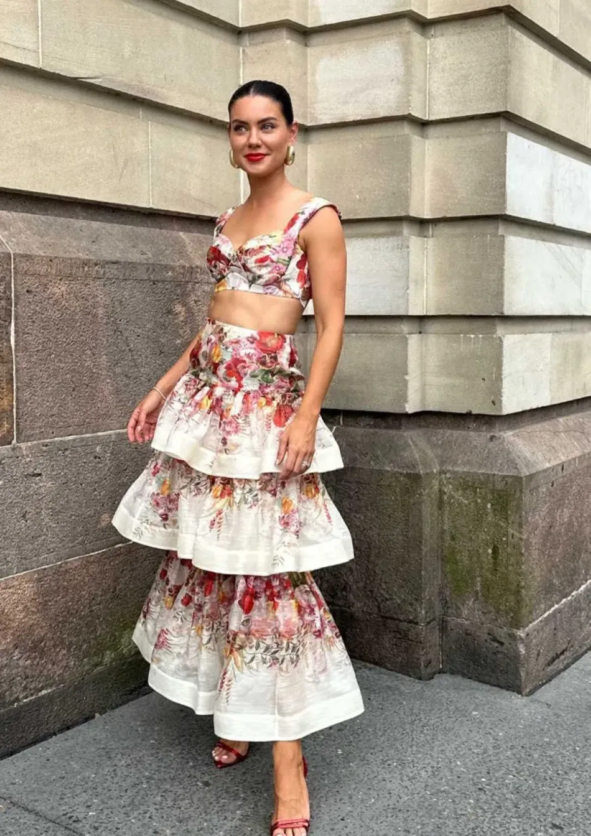 Zimmermann Wonderland Bralette & Tiered Skirt Elka Poppy Ivory Print Size 0 / AU 8 - Image 1