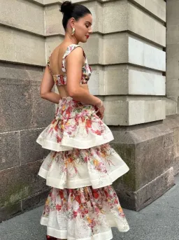 Zimmermann Wonderland Bralette & Tiered Skirt Elka Poppy Ivory Print Size 0 / AU 8 for rent on The Volte - image 2