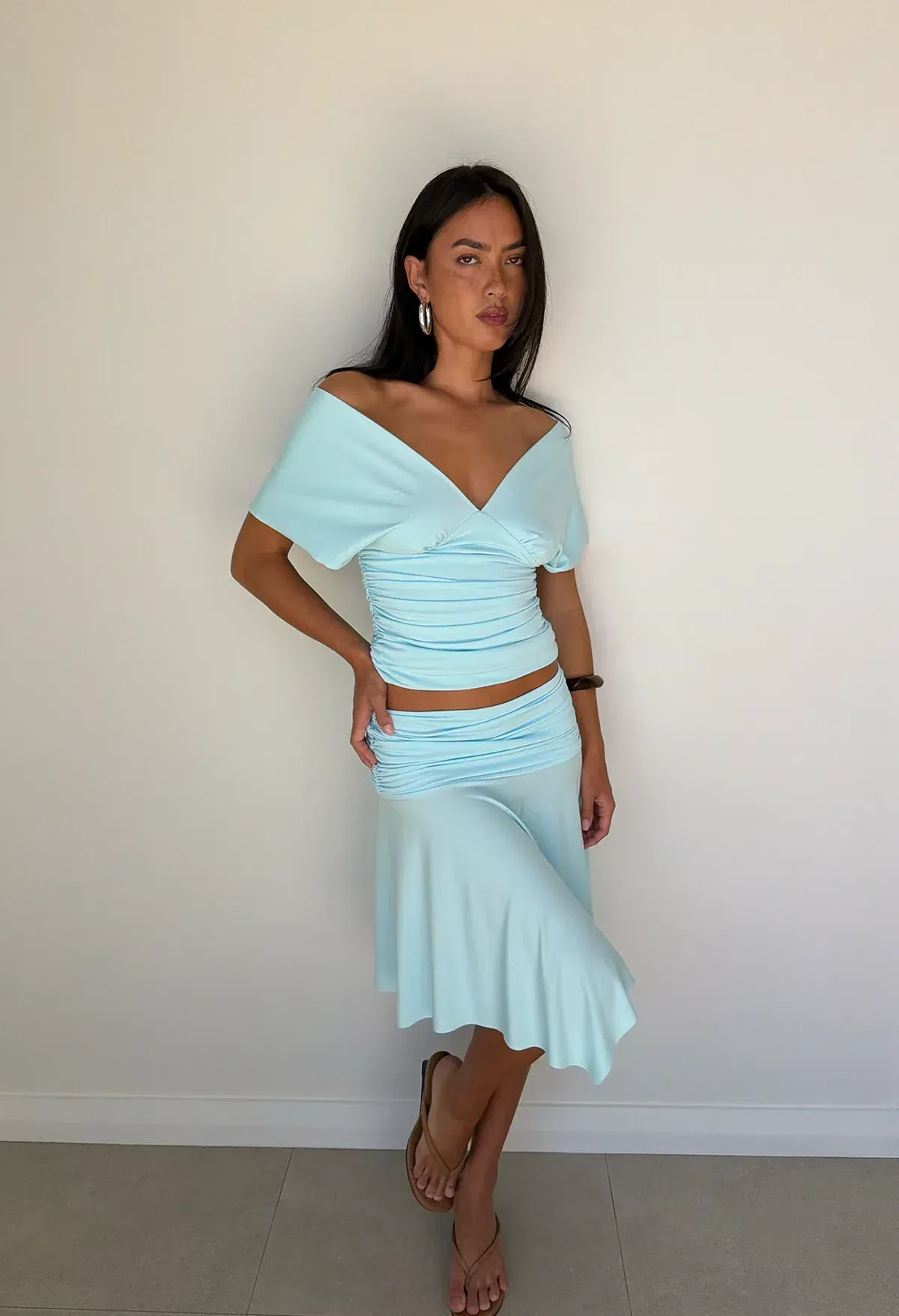 Hntr the Label Andi Top and Skirt Set in Aqua Blue Size XS / AU 6 - Image 1