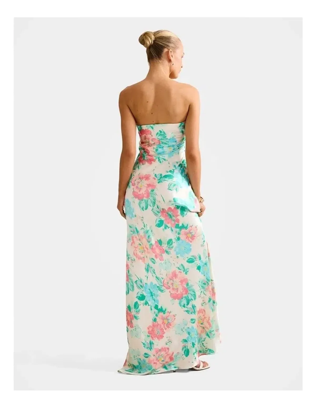 Forever New Kai Strapless Satin Maxi Dress in Fable Floral - Image 3
