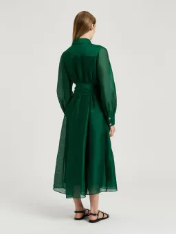 Veronika Maine Linen Silk Midi Shirtdress; size 10 for rent on The Volte - image 5