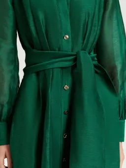 Veronika Maine Linen Silk Midi Shirtdress; size 14 for rent on The Volte - image 3