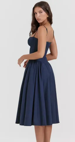 House of CB Samaria French Navy Corset Sundress Size S Regular Cup  for rent on The Volte - image 2