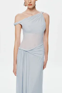 🩵New MISHA Sisal Wrap Dress in Dove Blue - Size 6 AU - Mesh Maxi Dress 🩵 for rent on The Volte - image 7