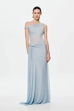 🩵New MISHA Sisal Wrap Dress in Dove Blue - Size 6 AU - Mesh Maxi Dress 🩵 for rent on The Volte - image 5