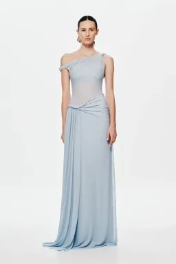 🩵 MISHA Sisal Mesh Maxi Dress – Dove Blue – Size AU 8 (S) - Mesh Maxi Dress 🩵 for rent on The Volte - image 3
