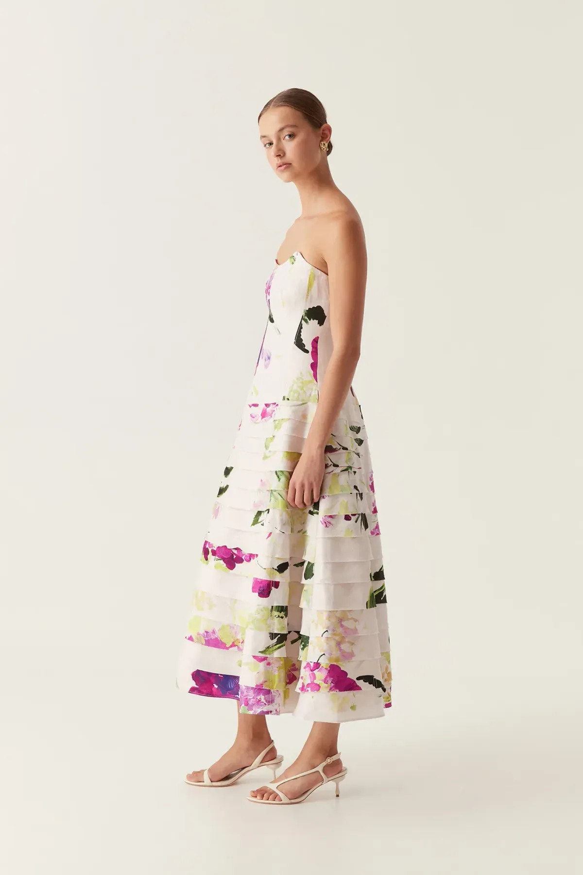 New Aje Victoria Midi Dress WILD HYDRANGEA - Size 10 - Pink Floral Evening Gown - Image 6