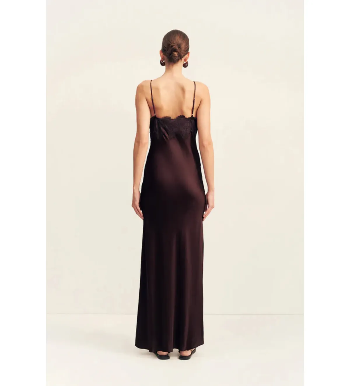 Shona Joy Simona Lace Slip Maxi Dress in Espresso Size AU8 - Image 3