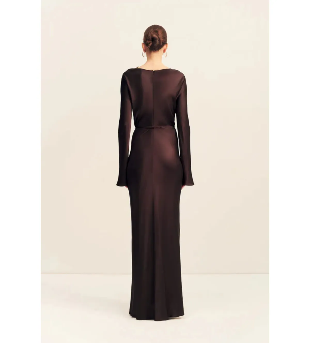 Shona Joy Agnes Long Sleeves Maxi Dress With Belt in Espresso Size AU10 - Image 3