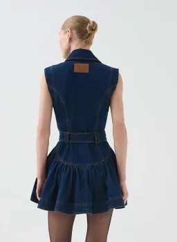 ELENA BELTED DENIM MINI DRESS  SIZE 12 for rent on The Volte - image 3