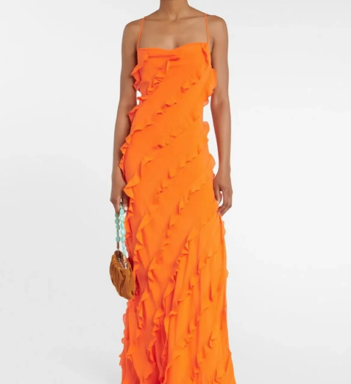 Staud orange ruffle dress size M  - Image 1