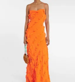Staud orange ruffle dress size M  for rent on The Volte - image 1