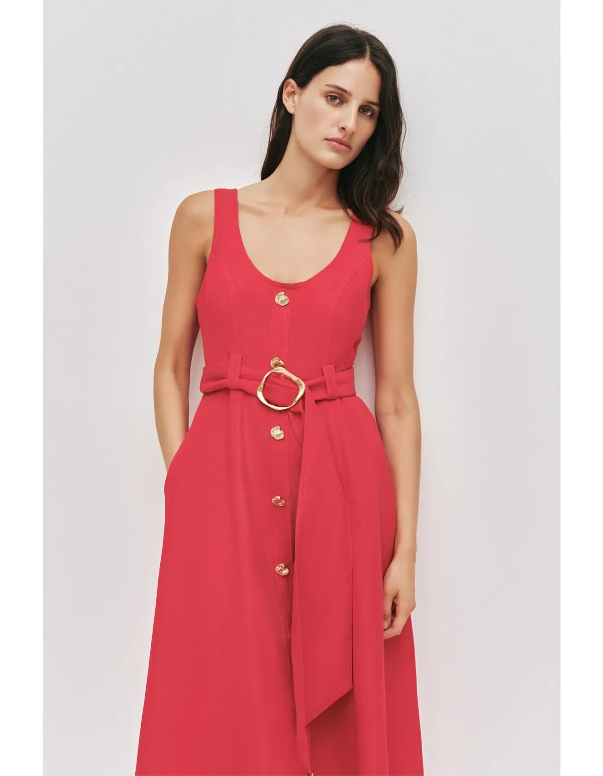 Aje Leonie Midi Dress Red Size 8 - Image 4