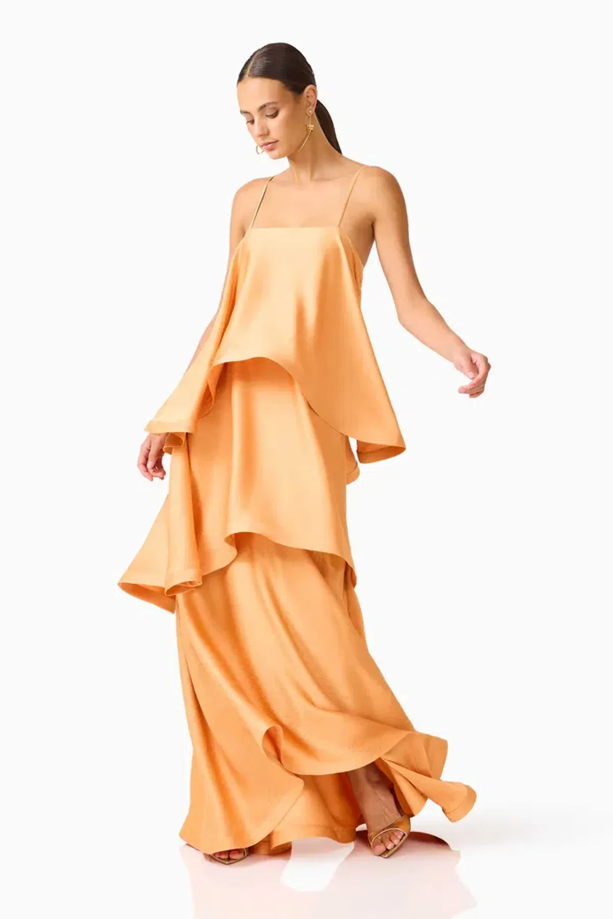 Elliatt Tilly Tiered Maxi Dress in Orange Size 16 - Image 2
