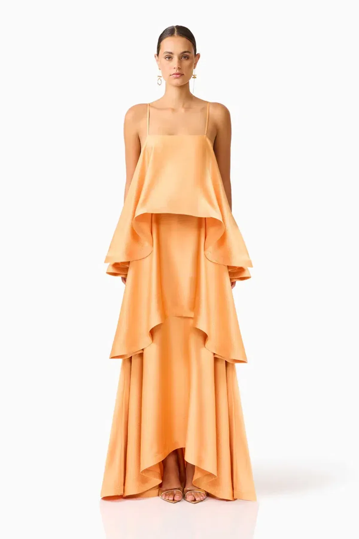 Elliatt Tilly Tiered Maxi Dress in Orange Size 16 - Image 1