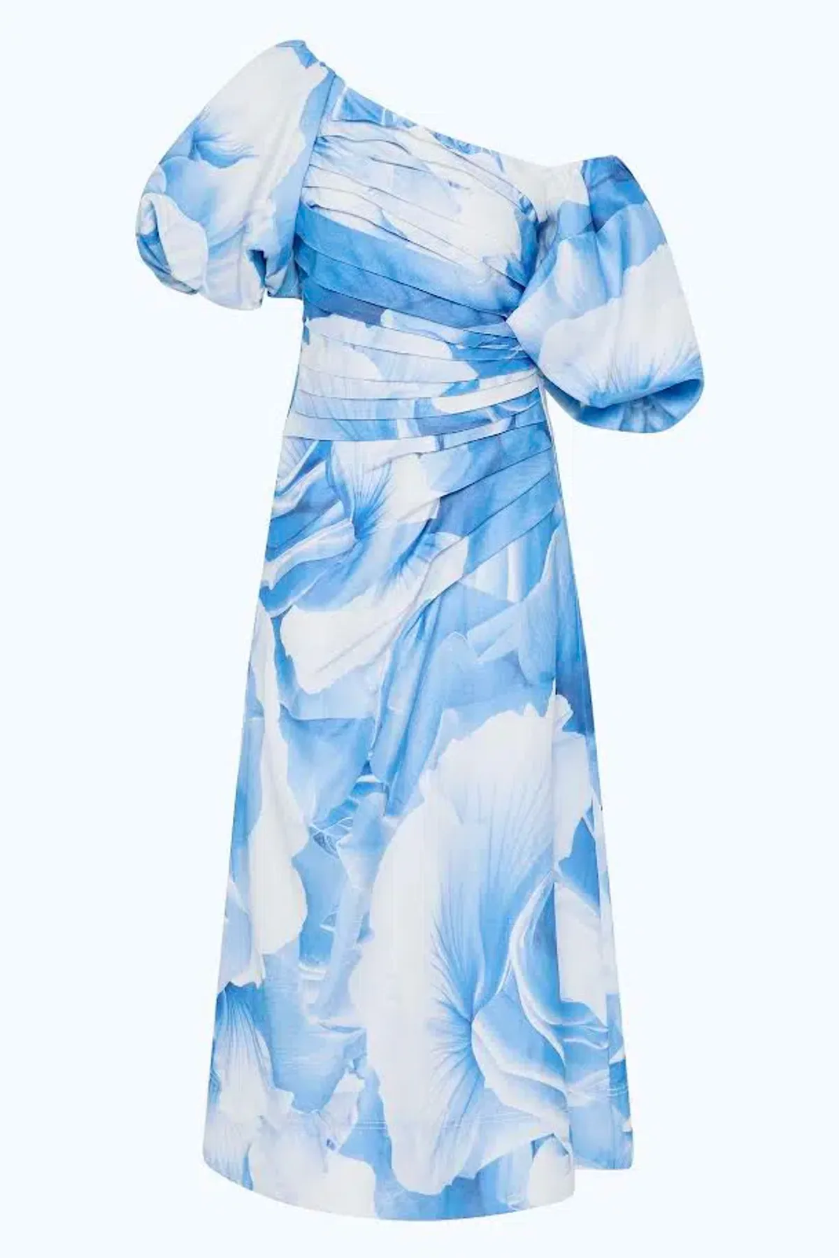 🩵 NEW Aje Cadence Ruched Midi Dress – Prismatic Floral Light Blue – Size AU 10 🩵 - Image 7