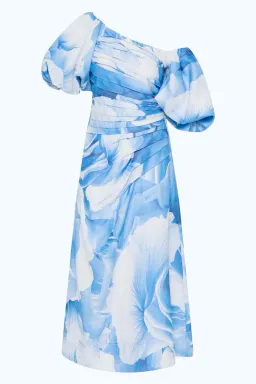 🩵 NEW Aje Cadence Ruched Midi Dress – Prismatic Floral Light Blue – Size AU 10 🩵 for rent on The Volte - image 7