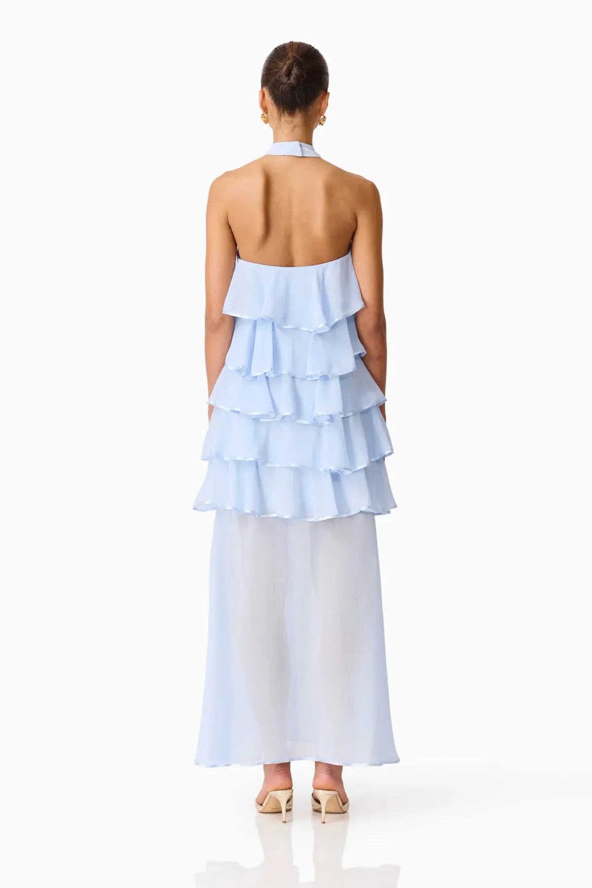 Elliatt Eliane Halter Maxi Dress size L / 12 Blue - Image 4