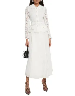 Self-Portrait Belted Crystal Embellished Guipure Lace Midi Dress for rent on The Volte - image 1