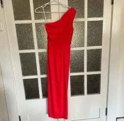 Sheike Kennedy one-shoulder draped maxi dress in raspberry. Size 6 for rent on The Volte - image 4