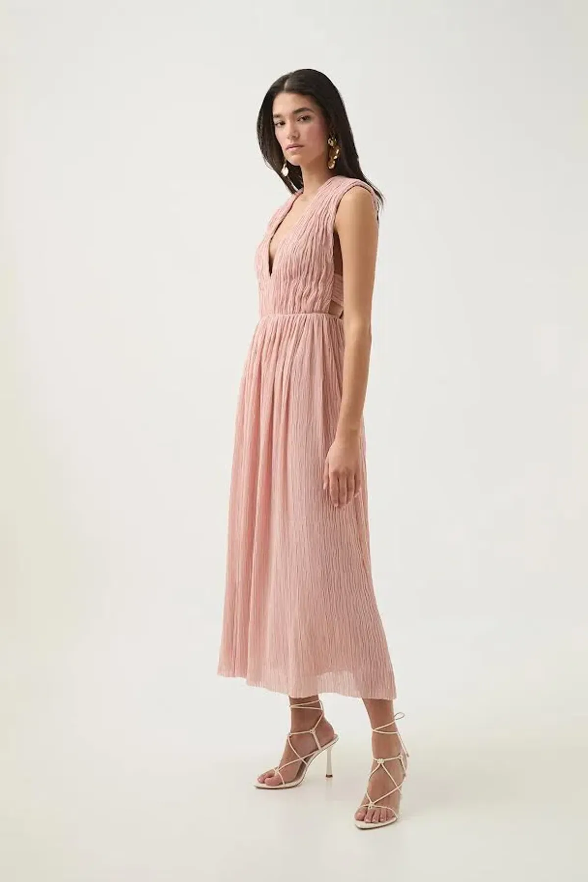 🩷 AJE Becoming Bow Back Midi Dress – Blush Pink – Size AU 10 🩷 - Image 3
