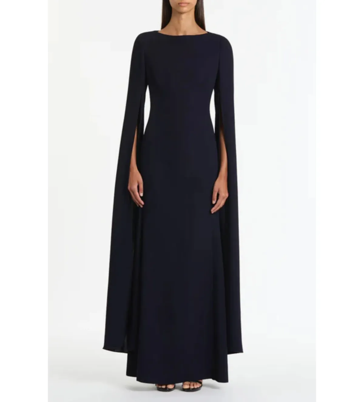 Carla Zampatti Crepe Celebration Sleeve Gown in Navy Size AU8 - Image 1
