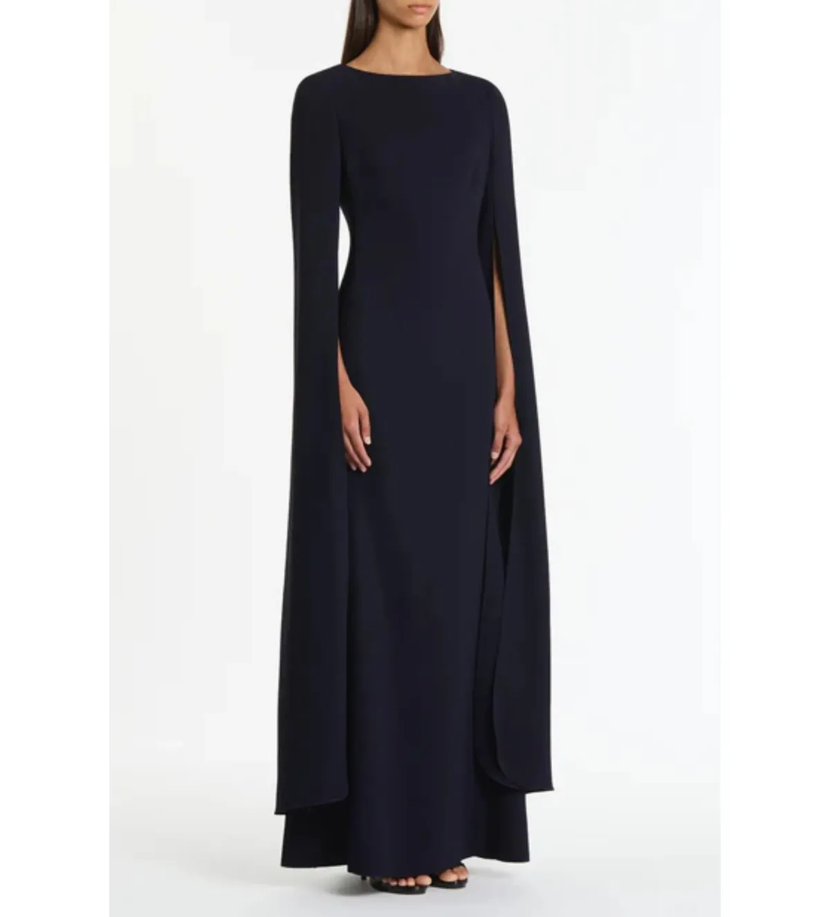 Carla Zampatti Crepe Celebration Sleeve Gown in Navy Size AU8 - Image 2