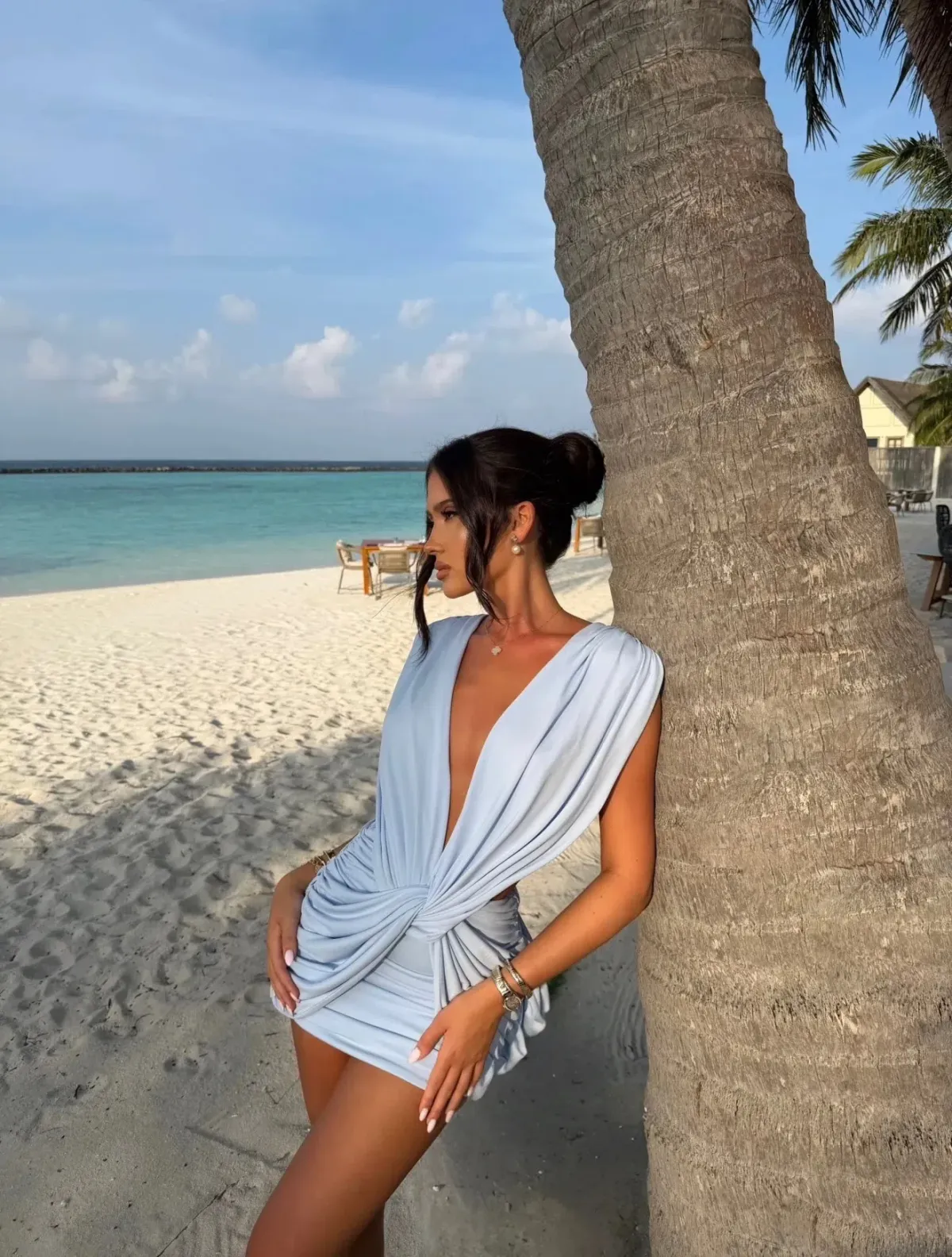 VIVIENNE COLLECTION LILOU DRESS LIGHT BLUE SIZE S (8 AU) - Image 1