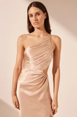 Shona Joy La Lune Asymmetrical Gathered Maxi Dress - Desert Rose size 6 for rent on The Volte - image 2