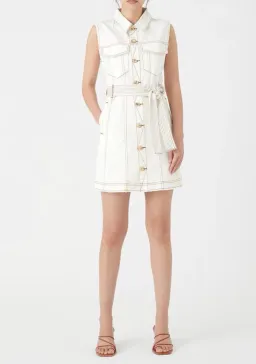 Aje Mimosa Alek Denim Mini Dress White Size 4 for rent on The Volte - image 1
