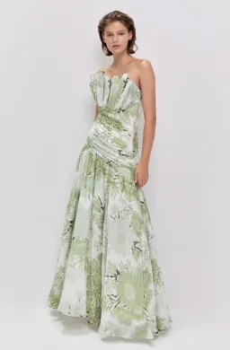 REFLECTOR GOWN | OLIVE NATIVE FLORAL - SIZE 10 for rent on The Volte - image 2