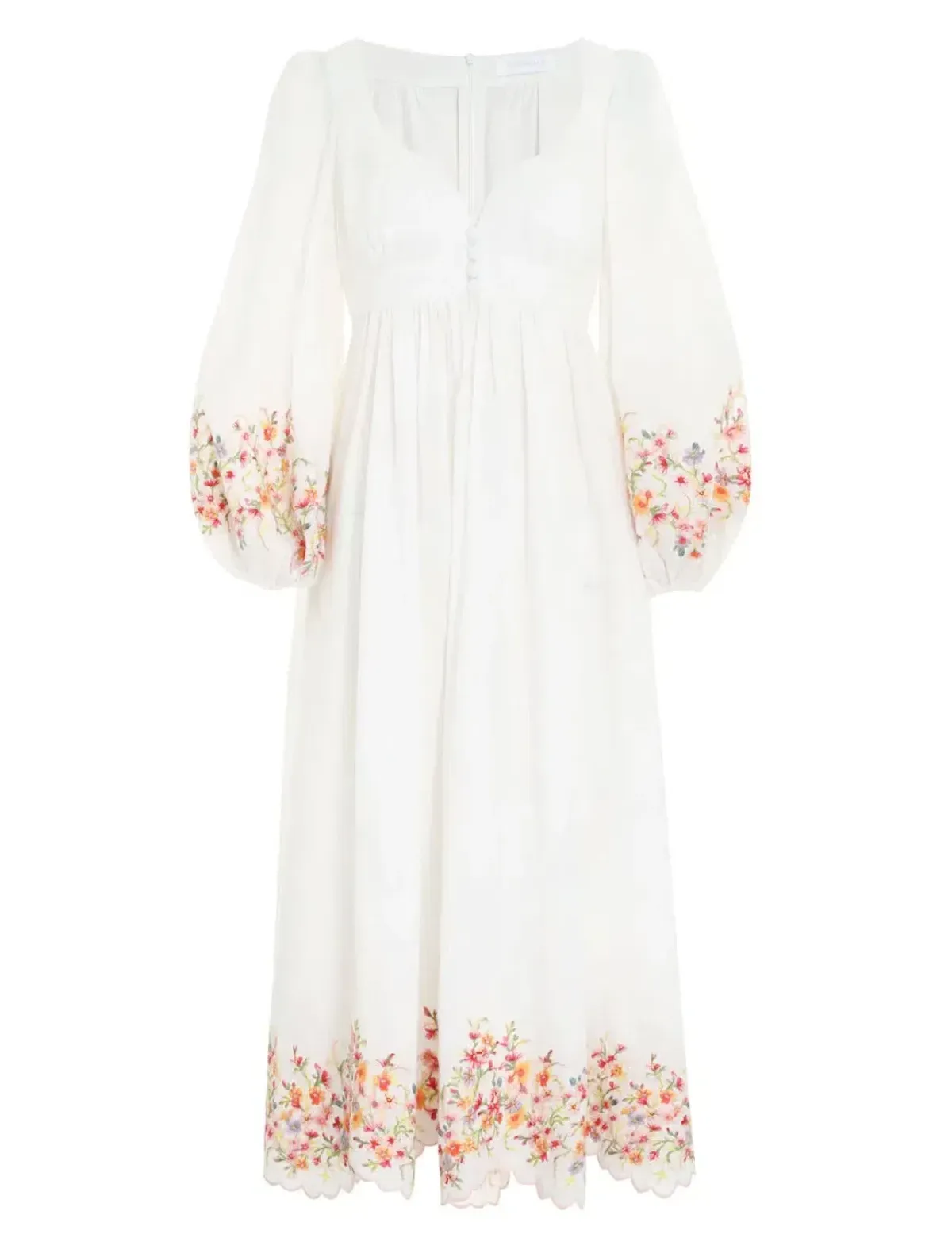 ZIMMERMANN MAE FLORAL MIDI DRESS WHITE FLORAL SIZE 1/AU 10 - Image 1