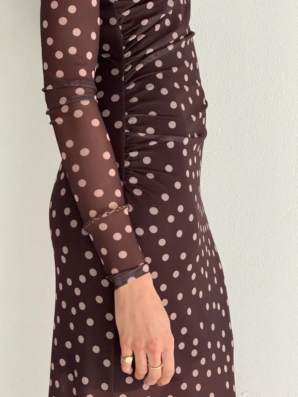 By Nicola Luca Maxi Dress Chocolate Polka / Size 12 - Image 3