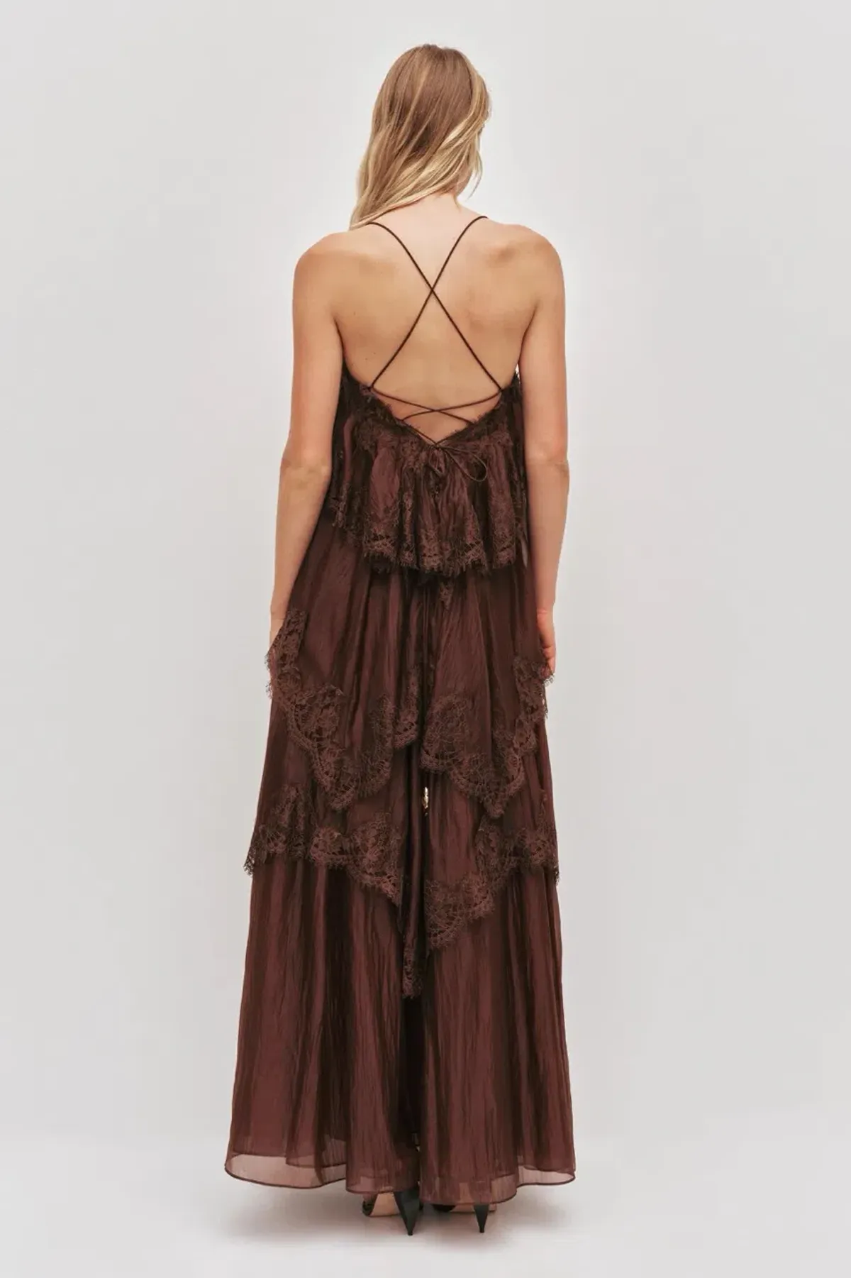 AJE OPHELIA LACE GOWN CHOCOLATE BROWN SIZE 8 AU - Image 3