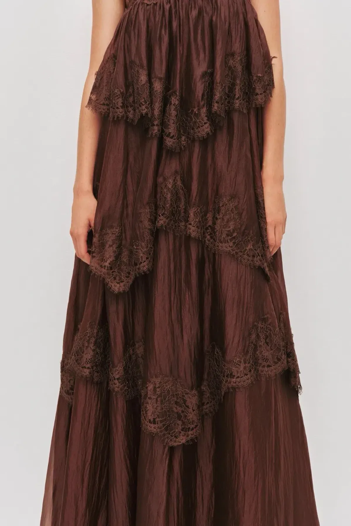 AJE OPHELIA LACE GOWN CHOCOLATE BROWN SIZE 8 AU - Image 4