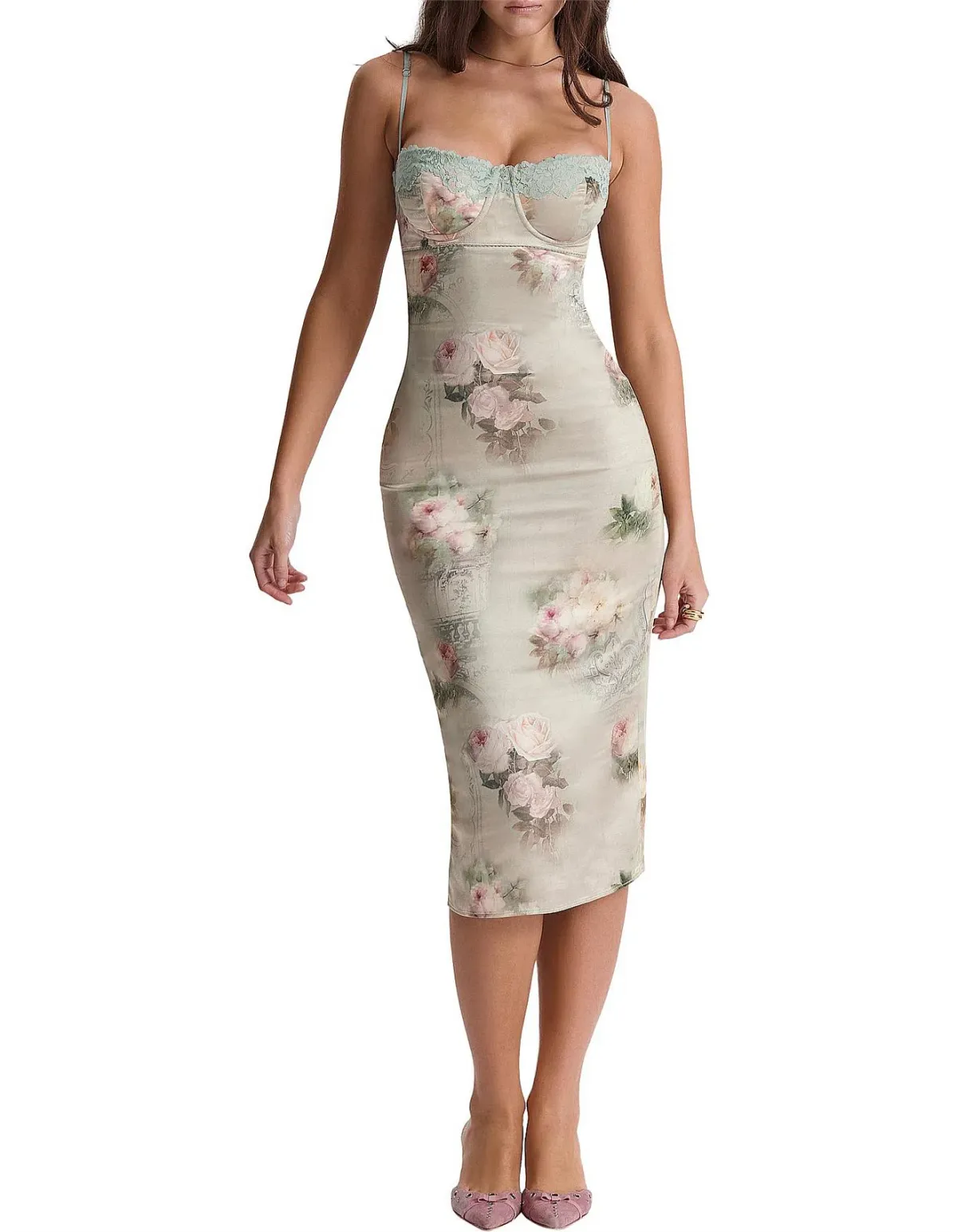 VINTAGE FLORAL MIDI DRESS - Image 1