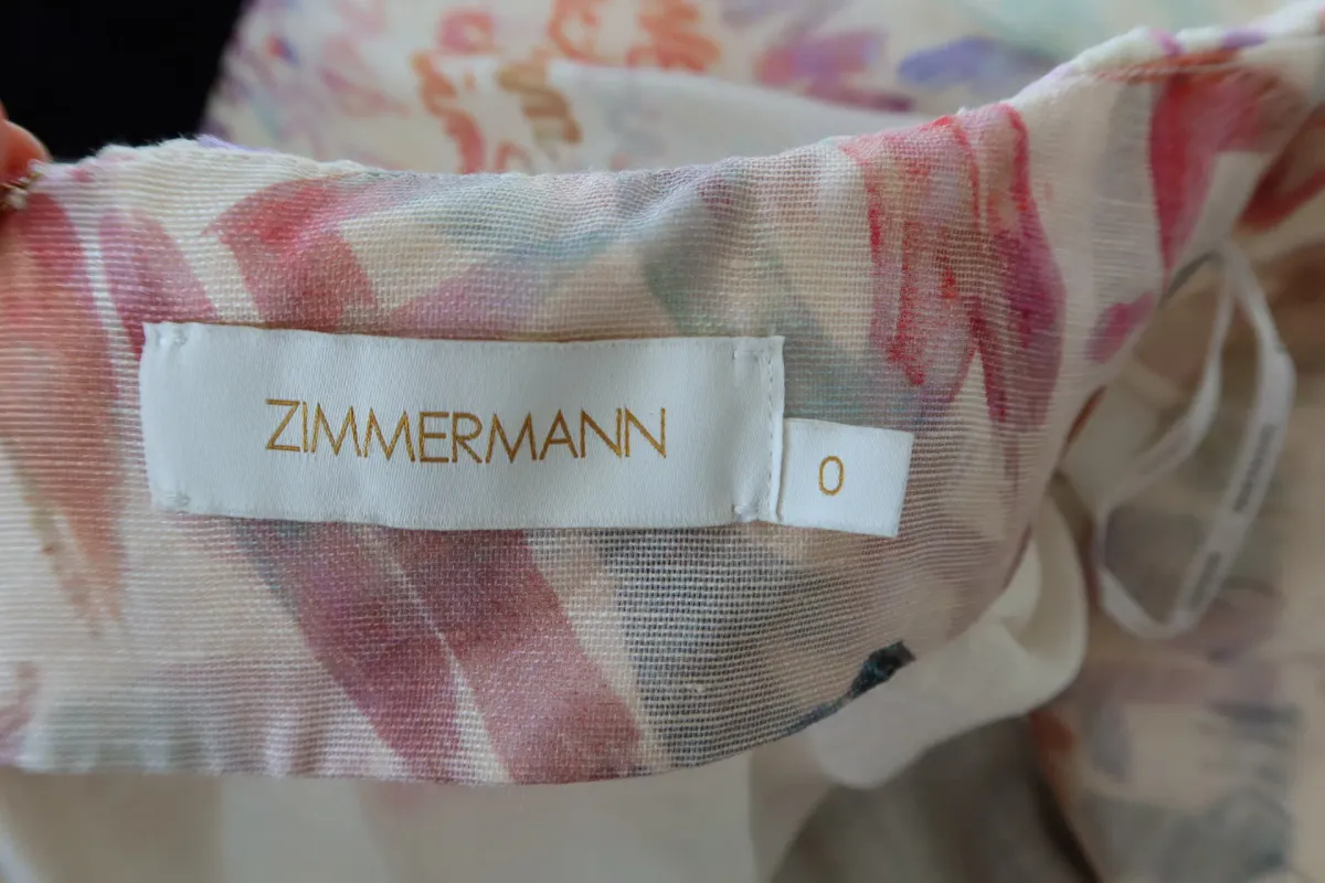 ZIMMERMANN Cream Voluminous Maxi Skirt with Multicoloured Writing Size 8 - Image 7